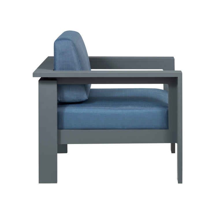 Sardinia Outdoor Arm Chair with Aluminum Metal Frame - Blue