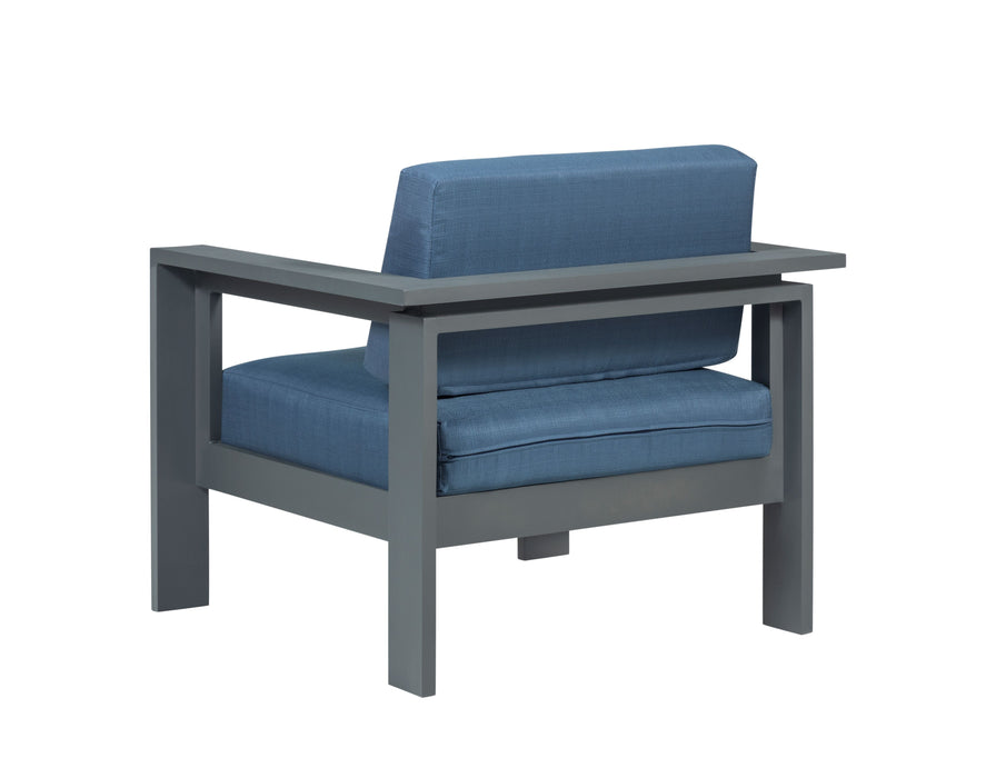 Sardinia Outdoor Arm Chair with Aluminum Metal Frame - Blue