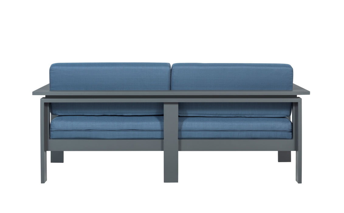 Sardinia Aluminum Frame Outdoor 74" Love seat / Sofa - Blue Cushions