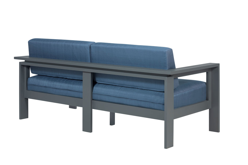 Sardinia Aluminum Frame Outdoor 74" Love seat / Sofa - Blue Cushions