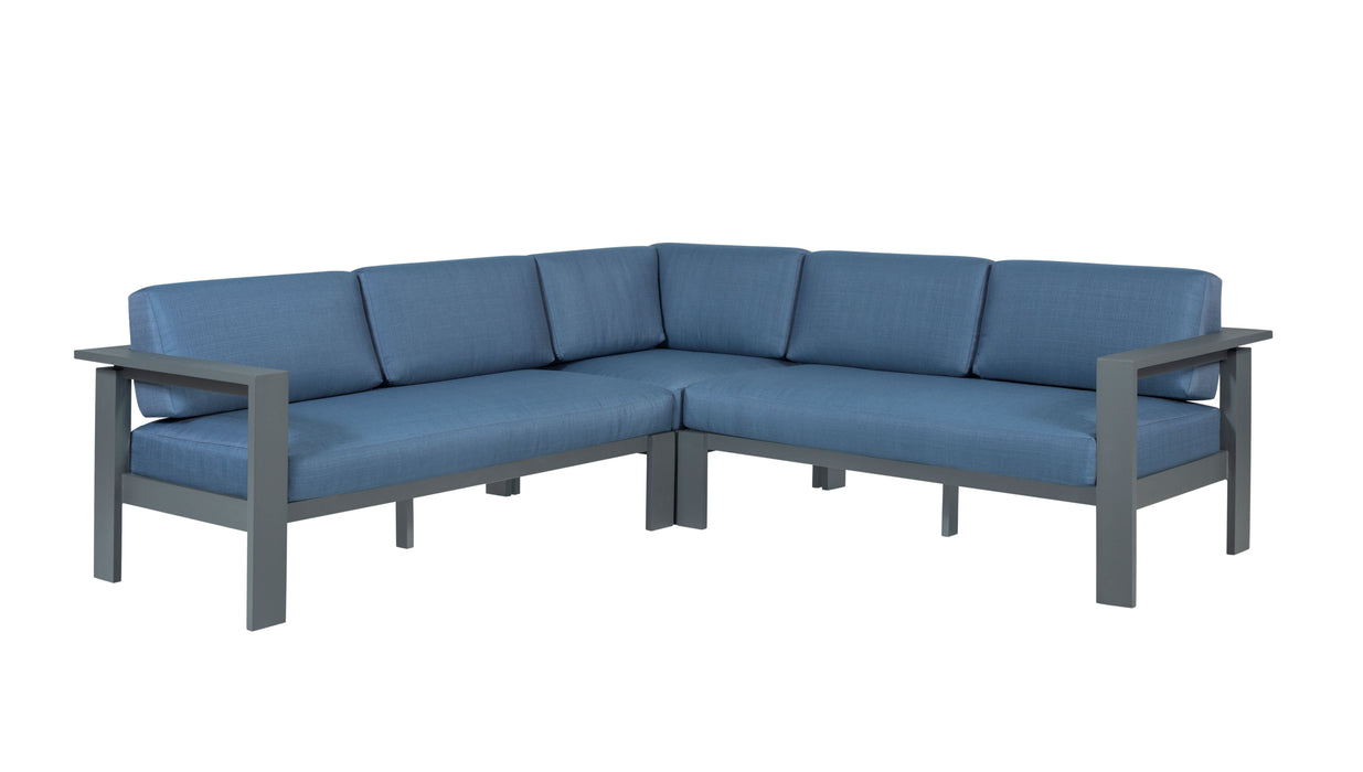 Sardinia Aluminum Frame Outdoor Sectional Sofa - Blue Cushions