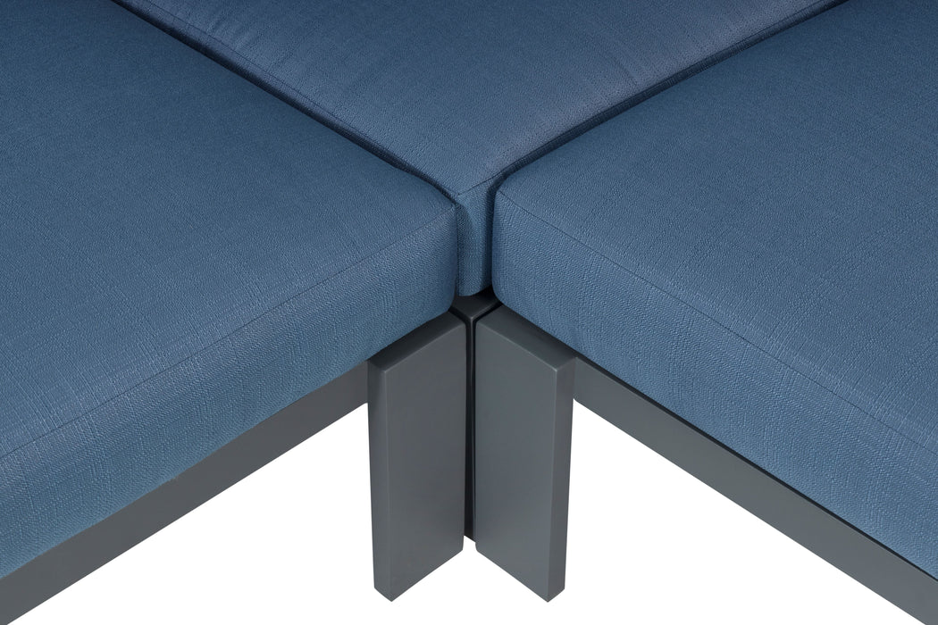 Sardinia Aluminum Frame Outdoor Sectional Sofa - Blue Cushions