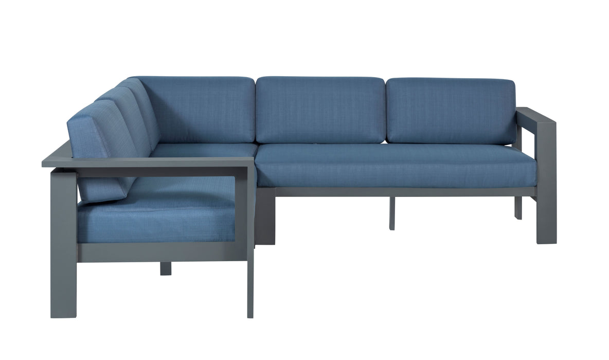 Sardinia Aluminum Frame Outdoor Sectional Sofa - Blue Cushions