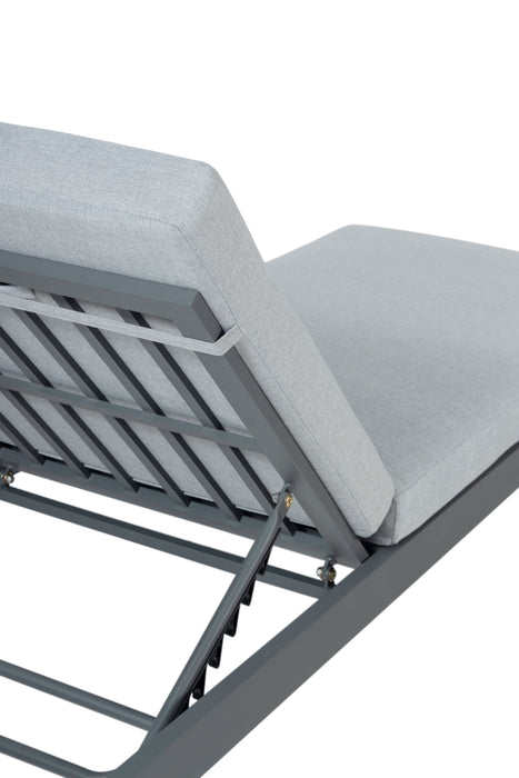 Sardinia Outdoor Chaise with Aluminum Metal Frame - Gray