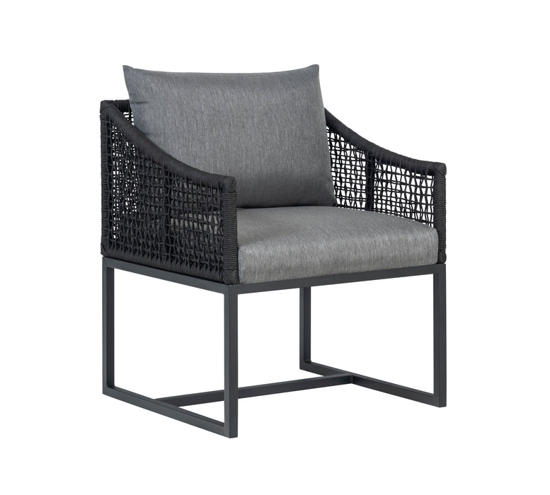 Pair of Sardinia Outdoor Aluminum Dining Chair with Rope Design - Black