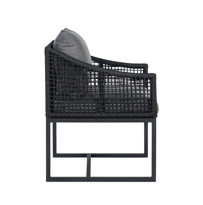 Pair of Sardinia Outdoor Aluminum Dining Chair with Rope Design - Black