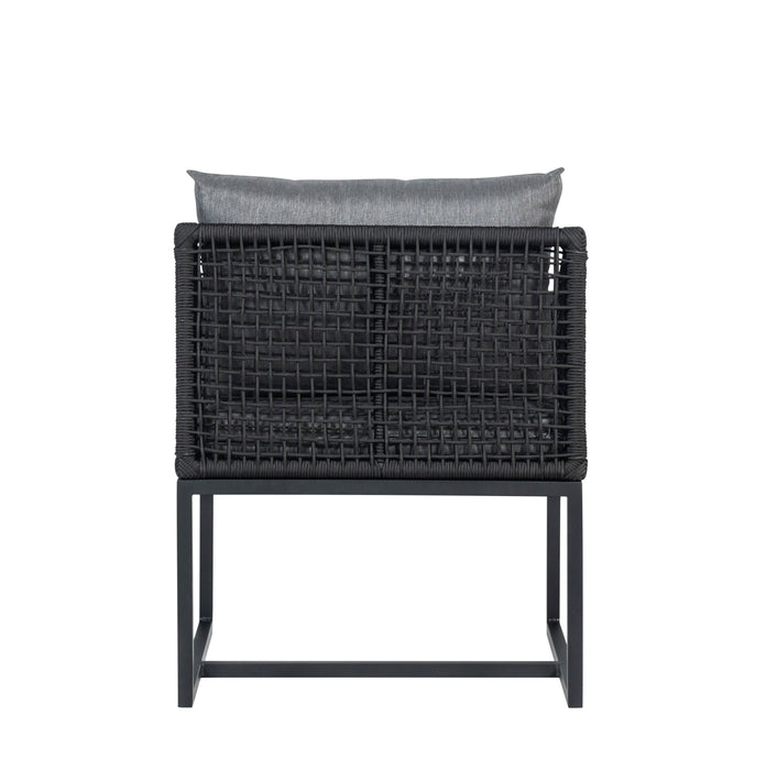 Pair of Sardinia Outdoor Aluminum Dining Chair with Rope Design - Black