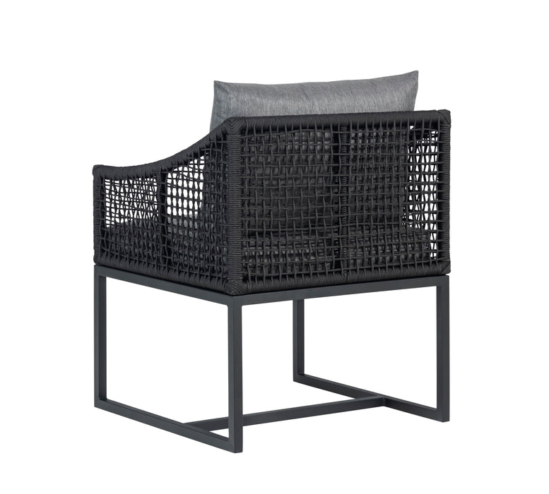 Sardinia Outdoor Aluminum Dining Table and 6 Chairs Set - Black