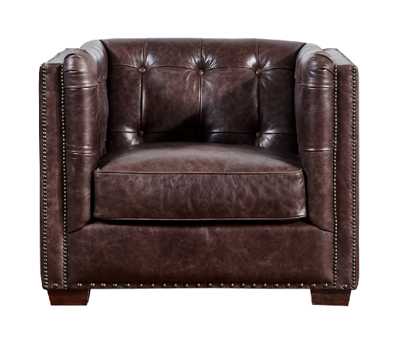 SOLD OUT Tuxedo Leather Arm Chair - Dark Brown - Crafters and Weavers