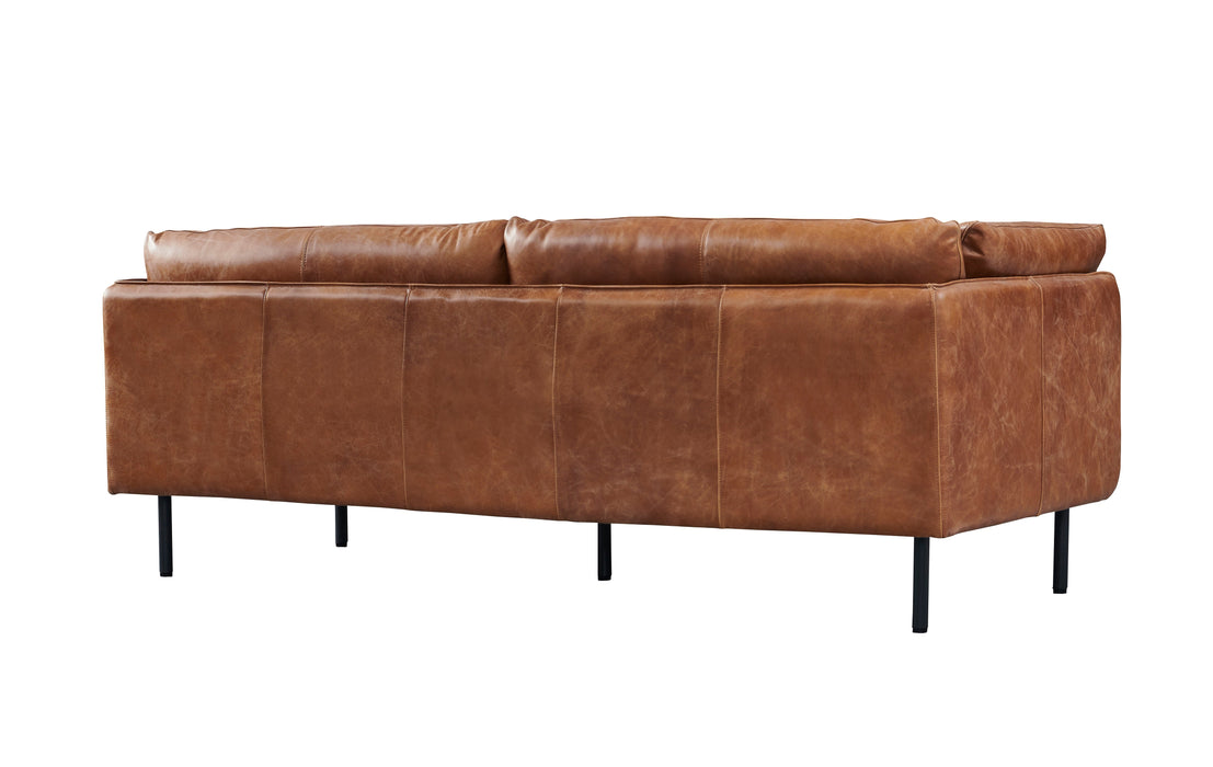 Venezia Industrial Modern Leather Sofa - Light Brown Leather