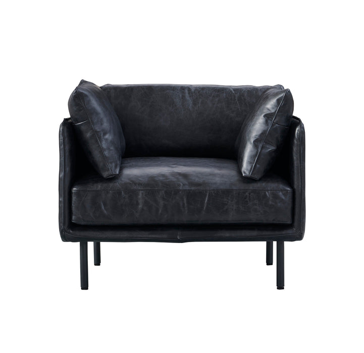 Venezia Industrial Modern Arm Chair - Slate Leather