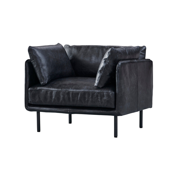 Venezia Industrial Modern Arm Chair - Slate Leather