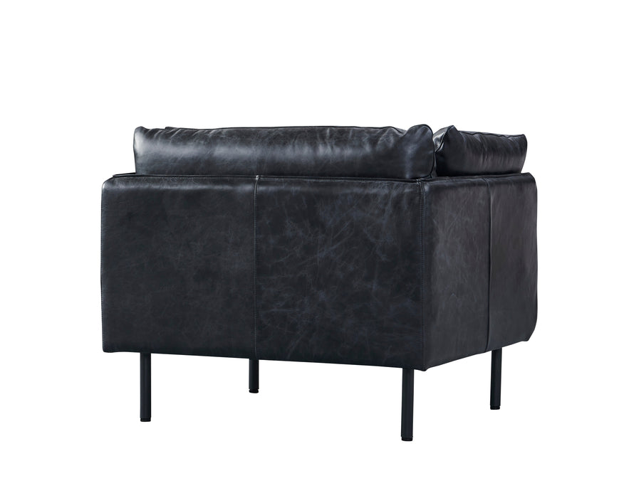 Venezia Industrial Modern Arm Chair - Slate Leather