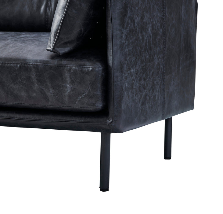 Venezia Industrial Modern Love Seat - Slate Leather