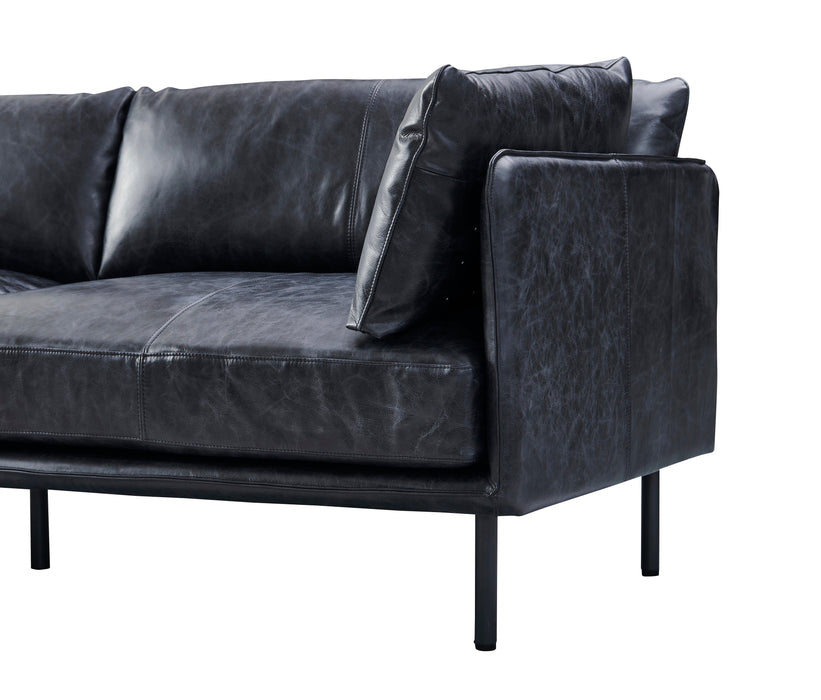 Venezia Industrial Modern Leather Sofa - Slate Leather