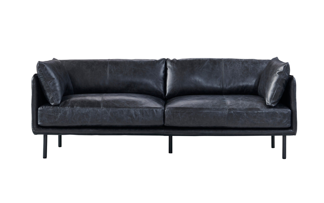 Venezia Industrial Modern Leather Sofa - Slate Leather