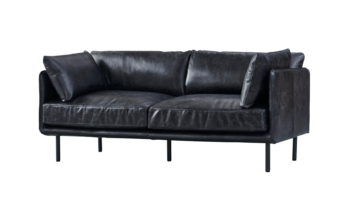 Venezia Industrial Modern Love Seat - Slate Leather