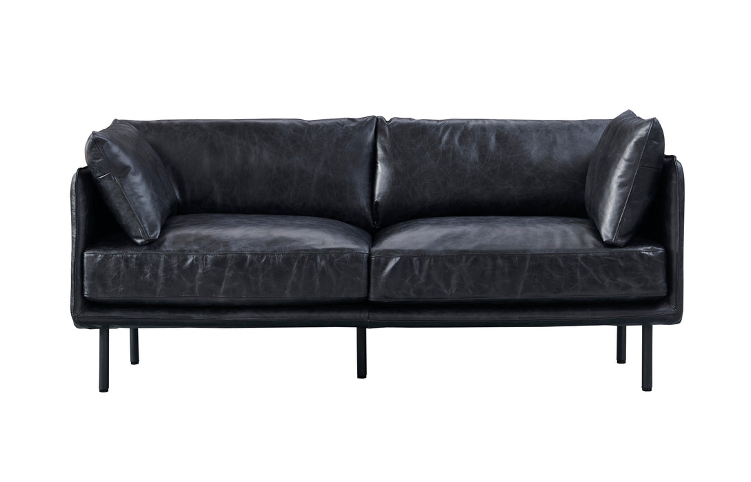 Venezia Industrial Modern Love Seat - Slate Leather