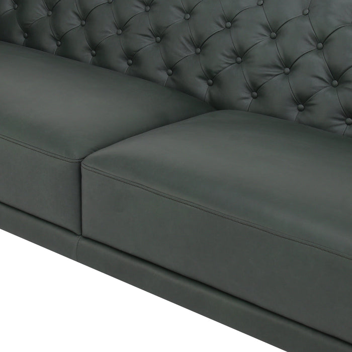 Lucius Top Grain Leather Sofa - Green