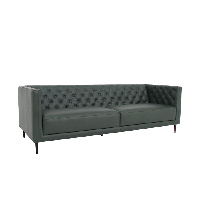 Lucius Top Grain Leather Sofa - Green