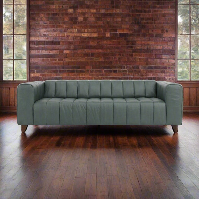 Octavia Top Grain Leather Sofa Green