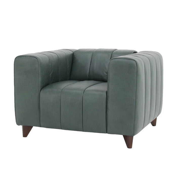 Octavia Top Grain Leather Arm Chair - Green