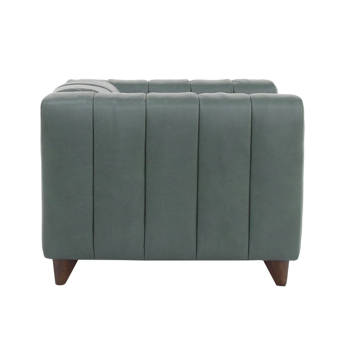 Octavia Top Grain Leather Arm Chair - Green