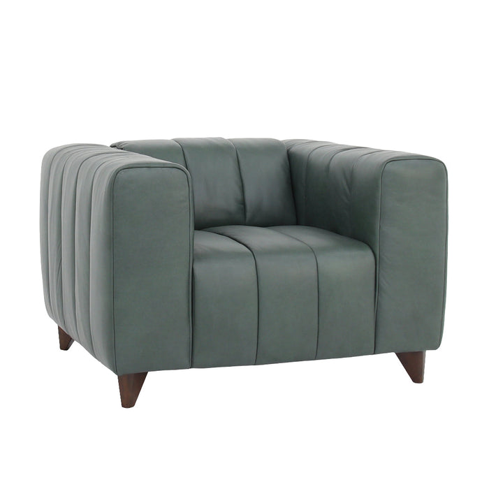 Octavia Top Grain Leather Arm Chair - Green