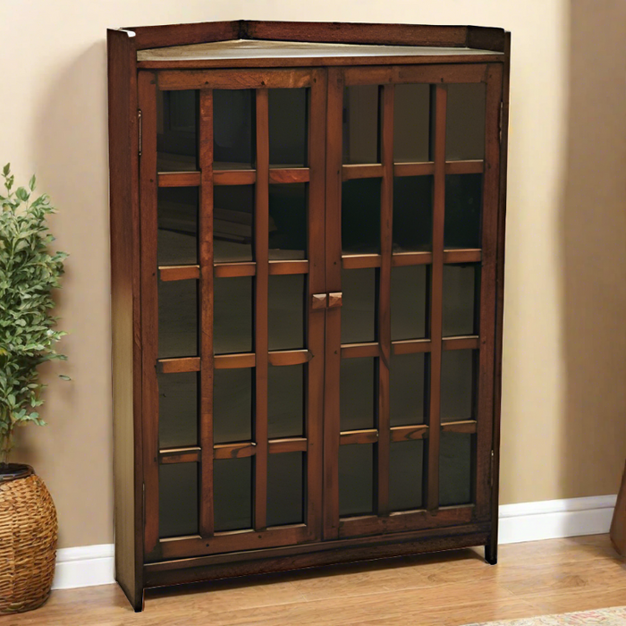 Mission Oak Corner Bookcase - Walnut