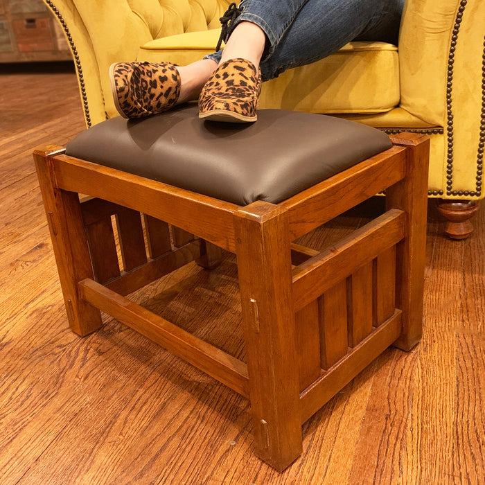 Mission Oak Foot Stool - Wide Spindles (2 Colors Available) - Crafters and Weavers