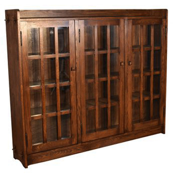 Mission Oak 3 Door Display Bookcase