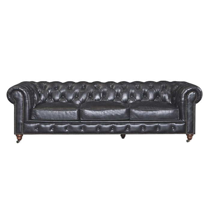 Century Chesterfield Sofa - Slate Leather - Crafters and Weavers