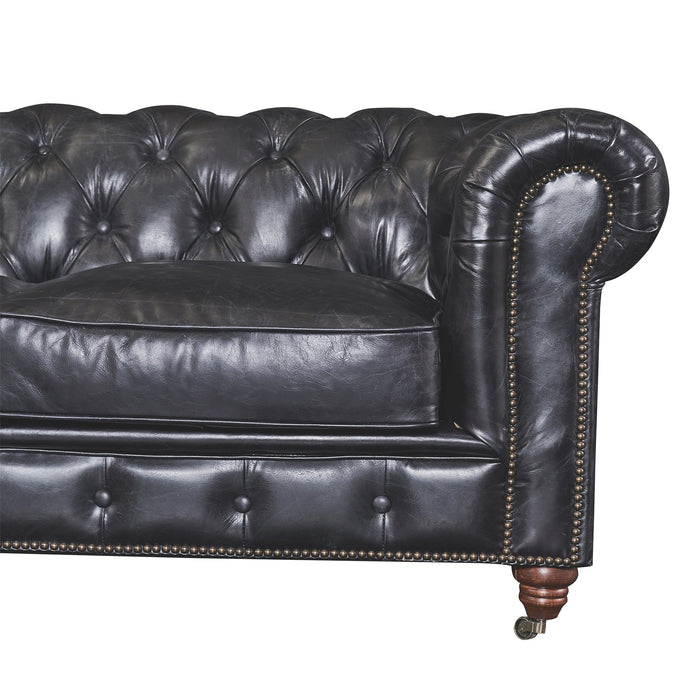 Century Chesterfield Sofa - Slate Leather - Crafters and Weavers