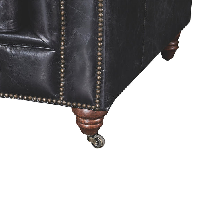 PREORDER Century Chesterfield Arm Chair - Slate Leather - Crafters and Weavers