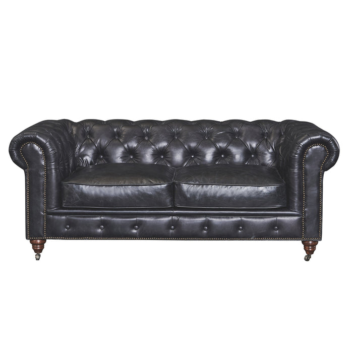 PREORDER Century Chesterfield Love Seat - Slate Leather - Crafters and Weavers