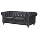 PREORDER Century Chesterfield Love Seat - Slate Leather - Crafters and Weavers