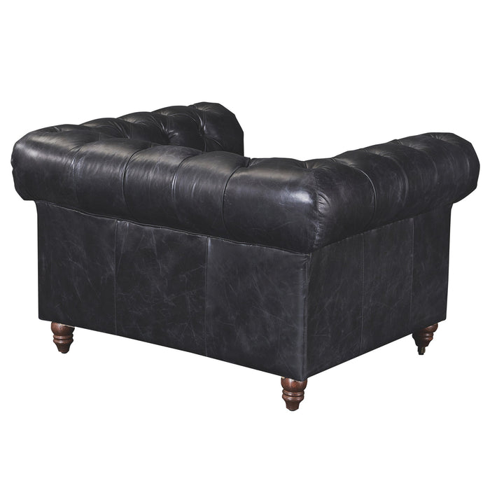 PREORDER Century Chesterfield Arm Chair - Slate Leather - Crafters and Weavers