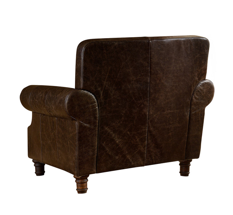 PREORDER English Rolled Arm - Arm Chair - Dark Brown Leather - Crafters and Weavers