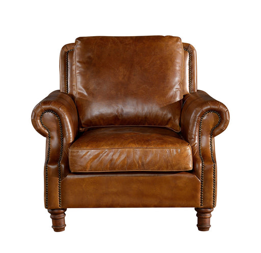 PREORDER English Rolled Arm - Arm Chair - Light Brown Leather - Crafters and Weavers