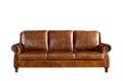 PREORDER English Rolled Arm Sofa - Light Brown Leather - Crafters and Weavers