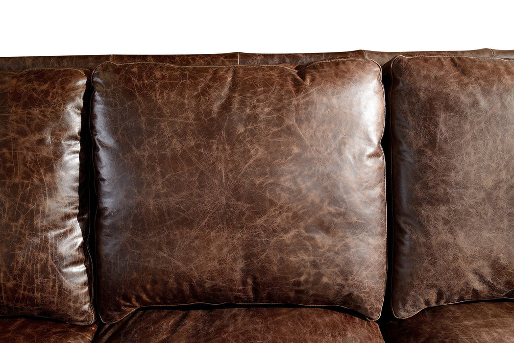 English Rolled Arm Sofa - Dark Brown Leather - Crafters and Weavers