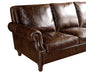 English Rolled Arm Sofa - Dark Brown Leather - Crafters and Weavers