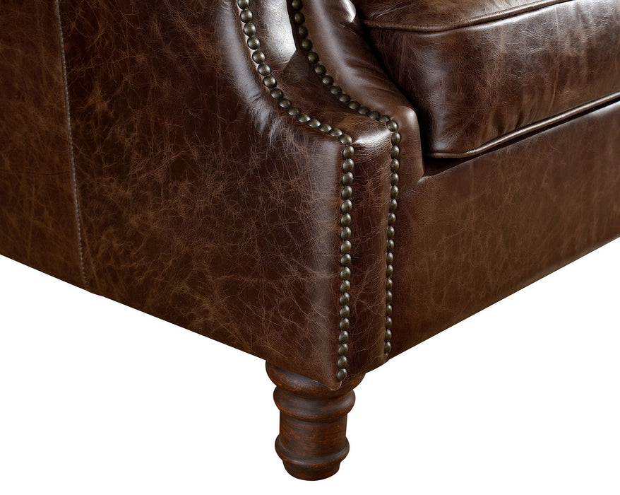 English Rolled Arm Sofa - Dark Brown Leather - Crafters and Weavers