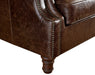 English Rolled Arm Love Seat - Dark Brown Leather - Crafters and Weavers