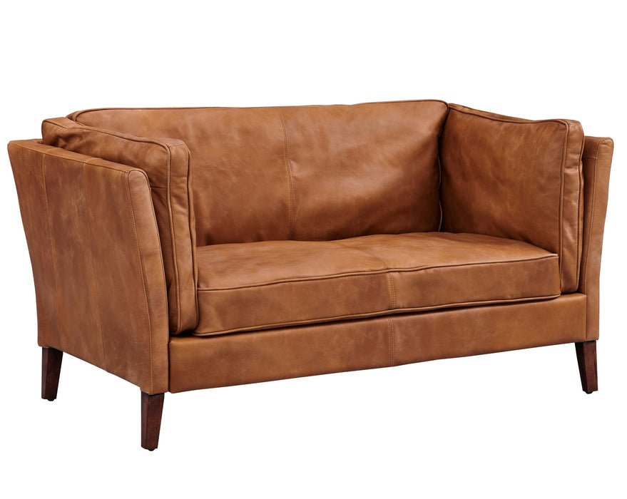 Kenmore Leather Love Seat - Light Brown