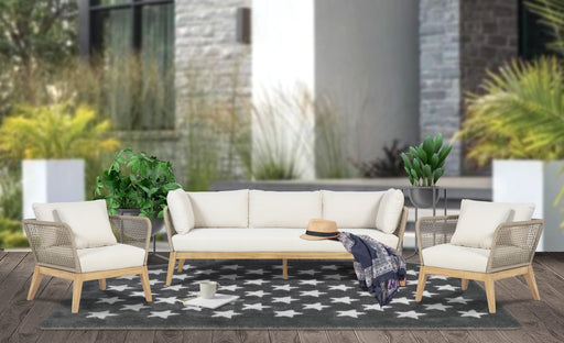 Cypress Teak Wood Sofa with Beige Color Rope Design — Artisans and