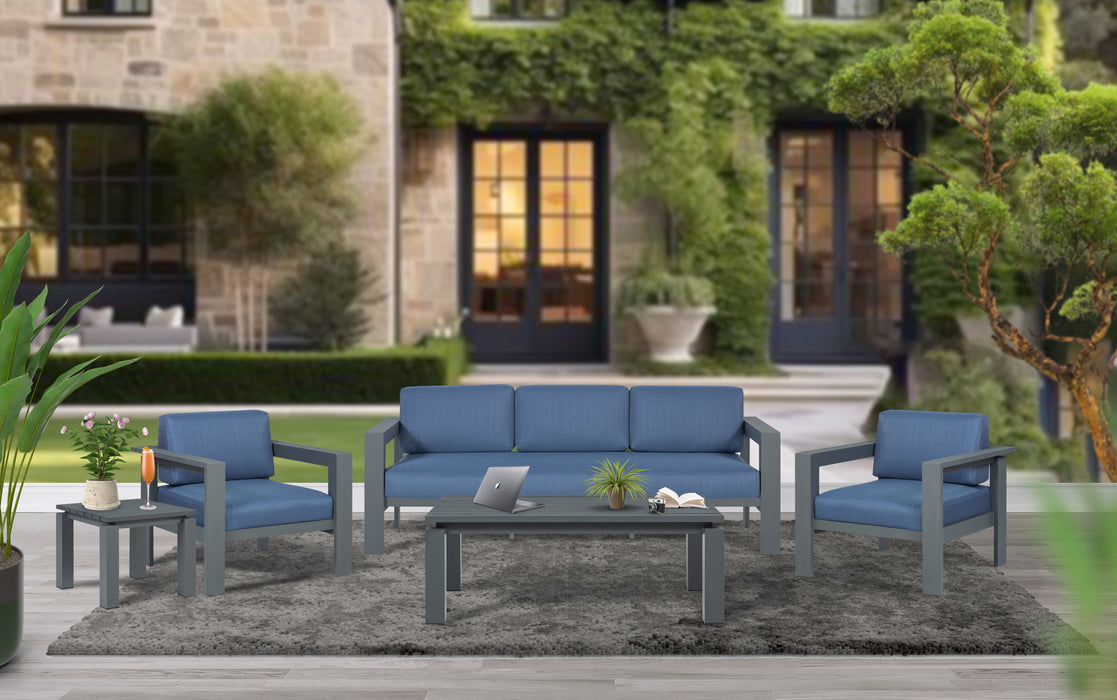 Sardinia Aluminum Frame Outdoor 84" Sofa - Blue Cushions