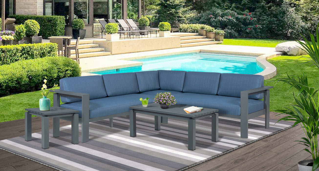 Sardinia Aluminum Frame Outdoor Sectional Sofa - Blue Cushions