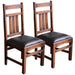 Set of 2 - Mission Oak & Leather Slat Back Dining Chair #401 - Crafters and Weavers