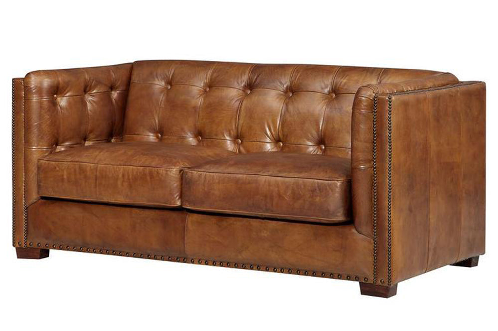 Tuxedo Leather Love Seat - Crafters and Weavers